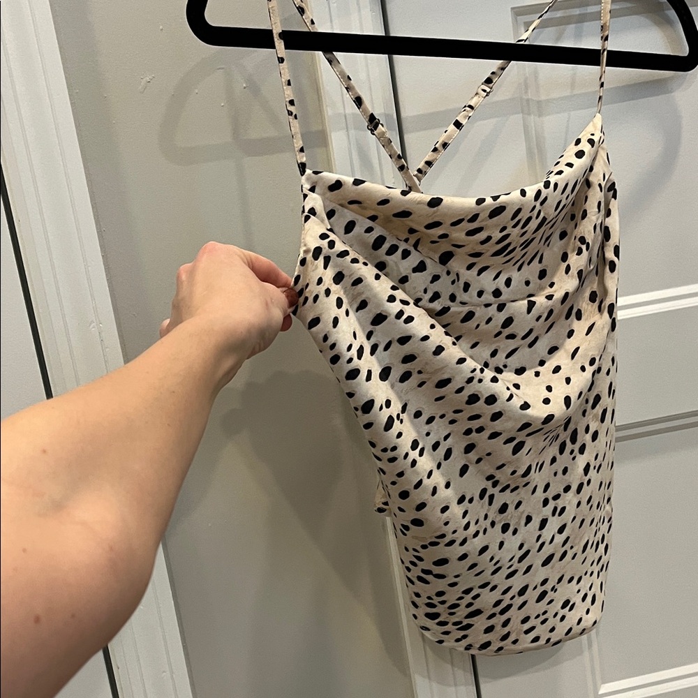 By together size S Spotted Cowl Neck Tank Top